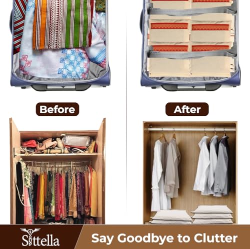 Image of SITTELLA Pack Of 10 Cotton Saree Clothes Bags /Covers /Poches For Storage With Zip Closure (16 X 14 Inches, Beige)