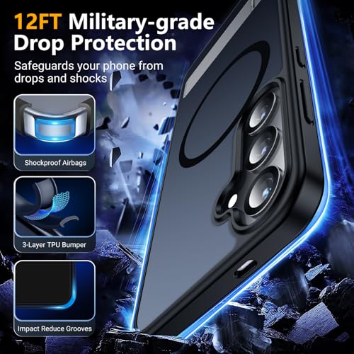 Image of SPIDERCASE Magnetic for Samsung Galaxy S25 Case, [3 Stand Ways][ Military Grade Drop Protection] with Invisible Stand Shockproof Slim Case for Samsung Galaxy S25 6.2 inch, Black