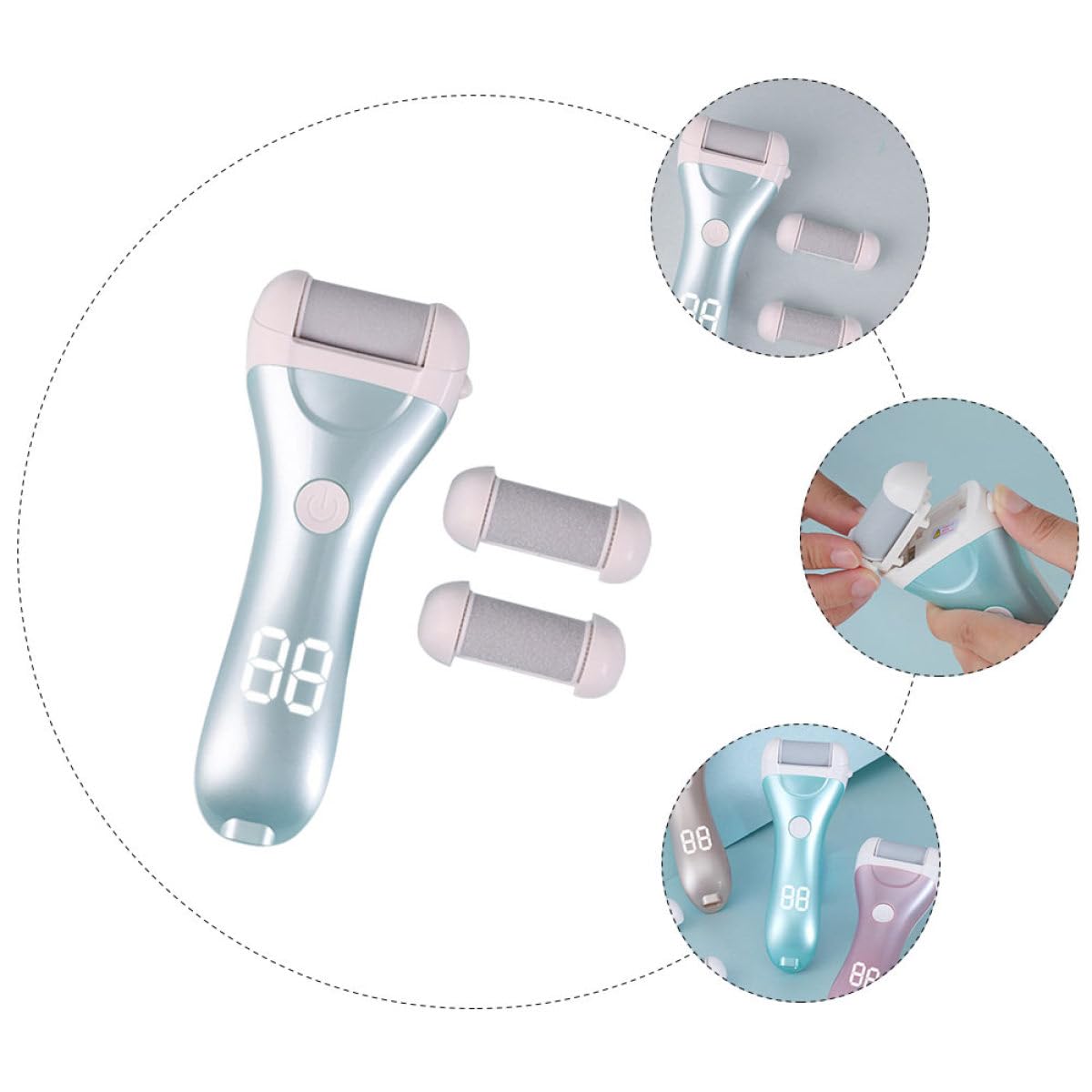 Zerodeko Lima Elettrica per Pedicure Portatile, Rimozione Calli e Duroni, Dispositivo per Cura Piedi Design Ergonomico, Ricaricabile e Lavabile, per Uso Domestico e Viaggi