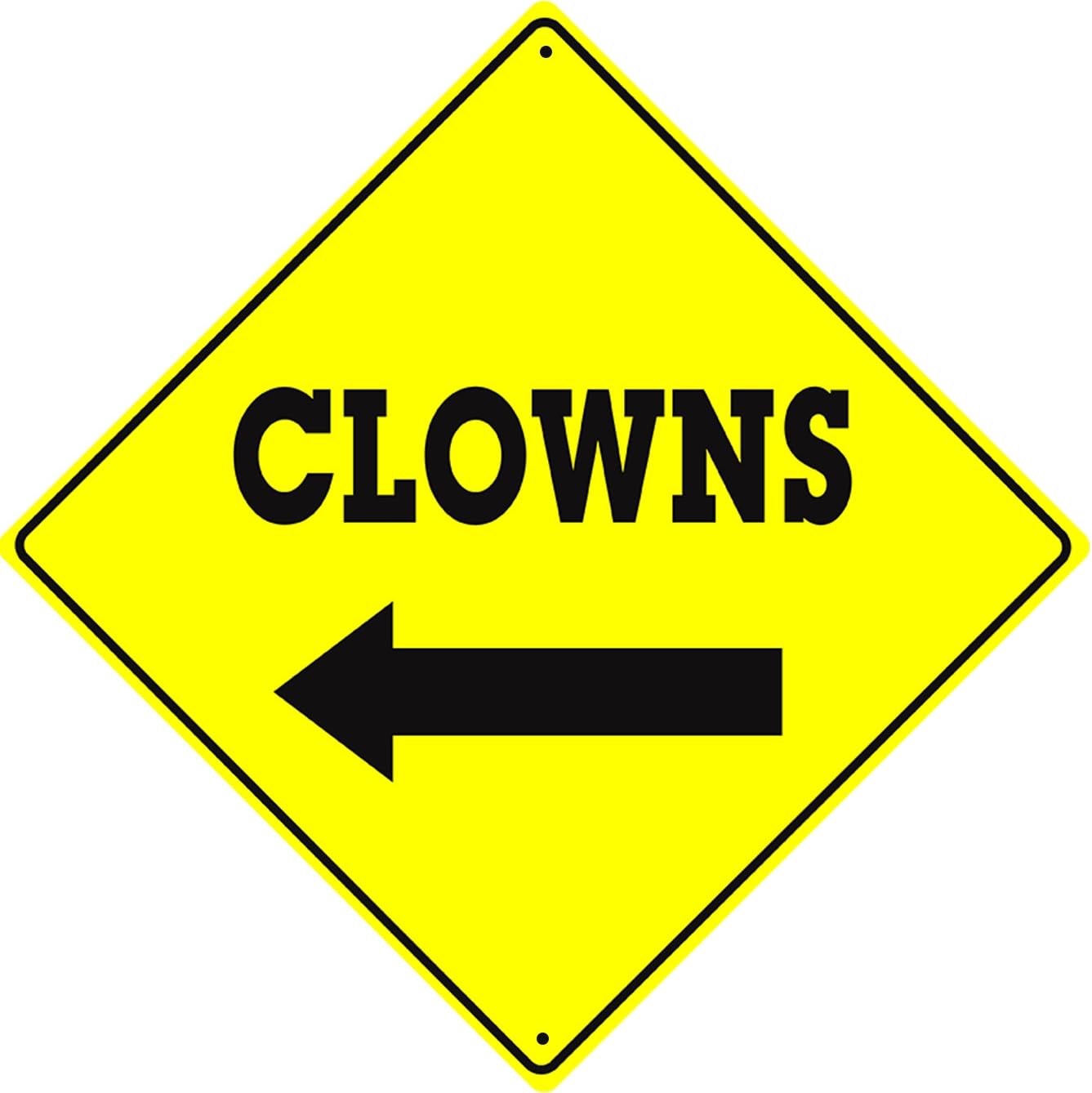 Clowns with Left Arrow Crossing Xing Road Novelty Metal Sign 12x12