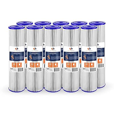 Aquaboon 1 Micron Whole House Pleated Sediment Water Filter Cartridge 20x4.5 Well Filter Replacement Compatible with ECP5-20BB, SPC-45-1005, 10 Pack