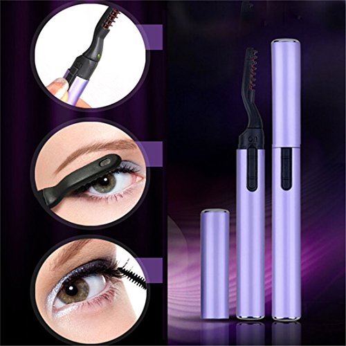 Elistelle 1pcs lila Mini Profi elektrisch Wimpernzange, Schönheit beheizt Wimpernzange, Portable Electric Heated Eyelash Curler Cover