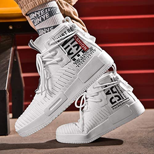 RUNMAXX Tênis masculino moderno para caminhada com cadarço e cano alto estiloso, atlético, casual, B