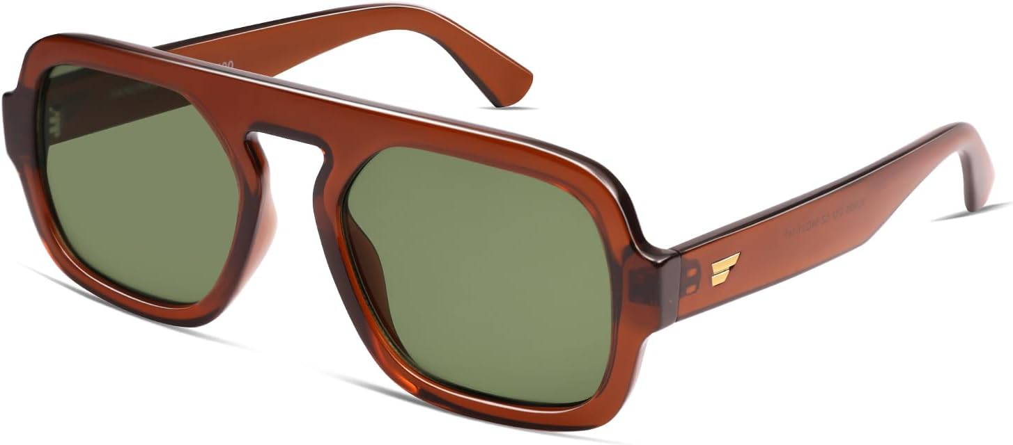 VANLINKER Oversized Retro Square Aviator Sunglasses for Women Men 70s Vintage Style Trendy Big Flat Top Sun Glasses VL9826