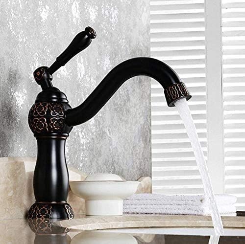Robinet de lavabo noir anti-éclaboussures mitigeur de salle de bain court eau chaude froide