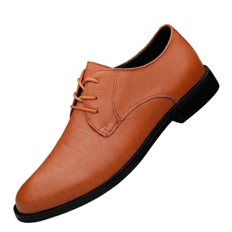 Mens Brogue Oxford Shoes Casual Retro Wedding Work Formal Derby Shoes Pointed Toe Slip-On Comfortable Dress Shoes