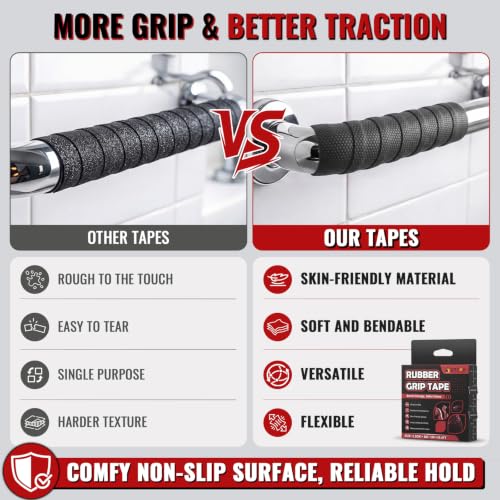 Xroam Rubber Grip Tape for Handles 1" x 16.4Ft Non-Abrasive Anti Slip Tape - image 5