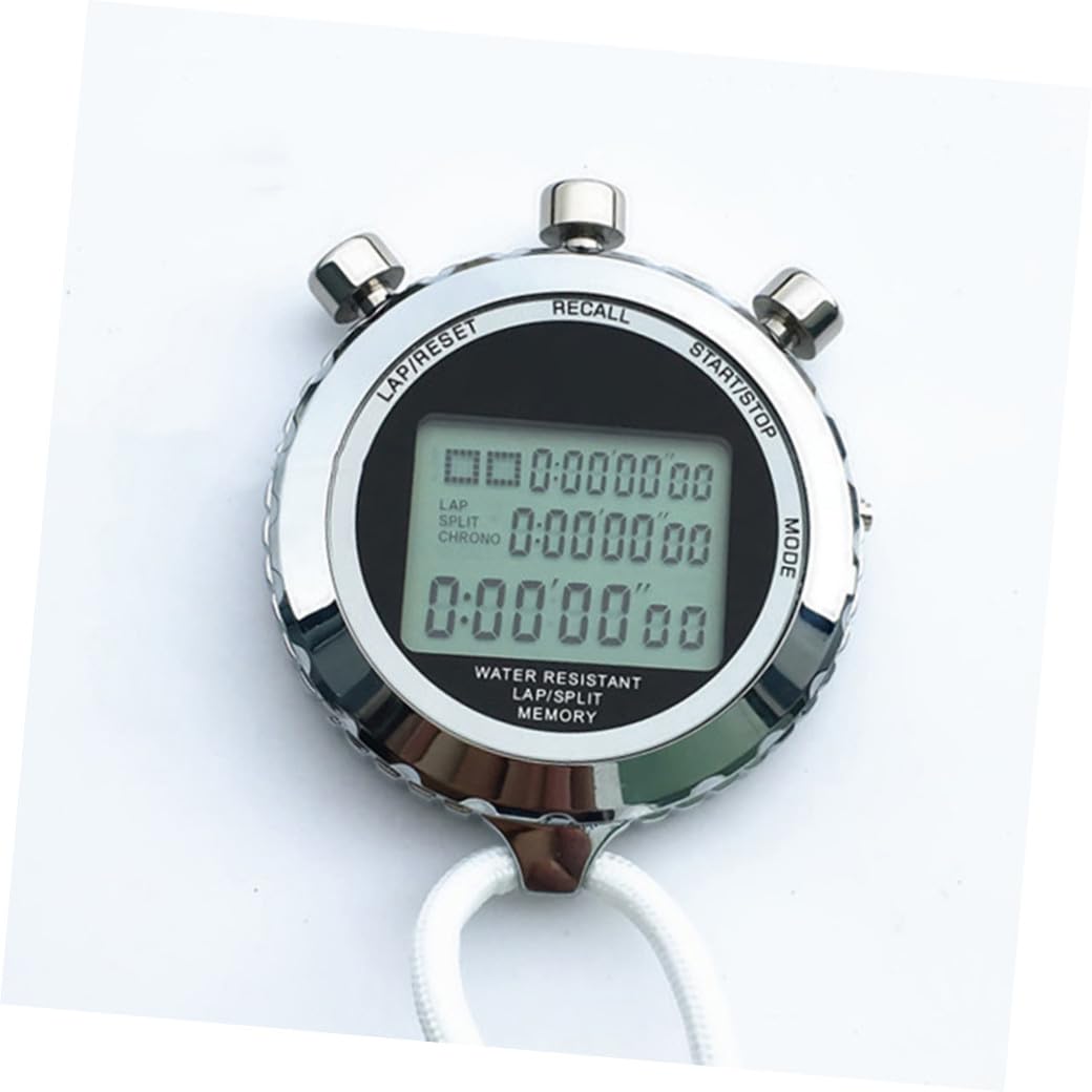 Toyvian Cronómetro Digital Profesional y Cronógrafo de Acero Inoxidable con Pantalla LCD 3 Niveles y 30 Pistas Adecuado para Entrenamiento de Atletas