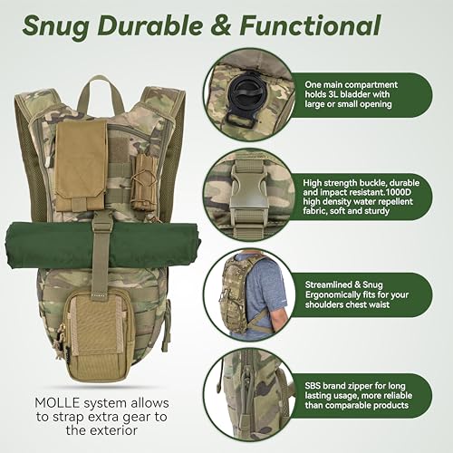 image for MARCHWAY Tactical Molle Hydration Pack Backpack with 3L TPU Water Blad
