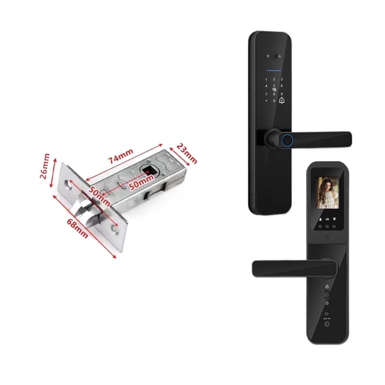 smart Lock, Tuya Digital Electronic Smart Door Lock with Biometric Camera Fingerprint Card Password Key Unlock