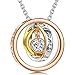 Qianse "I Love You Mom" Engraved Script Rose Gold Rings Pendant Necklace with Austrian Crystal*Best Mother's Day Gift*Women Fashion Jewelry, Love Confession