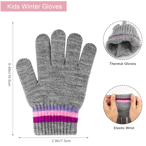 Hicdaw 2Pcs Kids Winter Hat and Scarf Set Winter Hats for Kids Toddler Beanie Hat Fleece Lined Scarf for Boys Girls 2-8 Years4