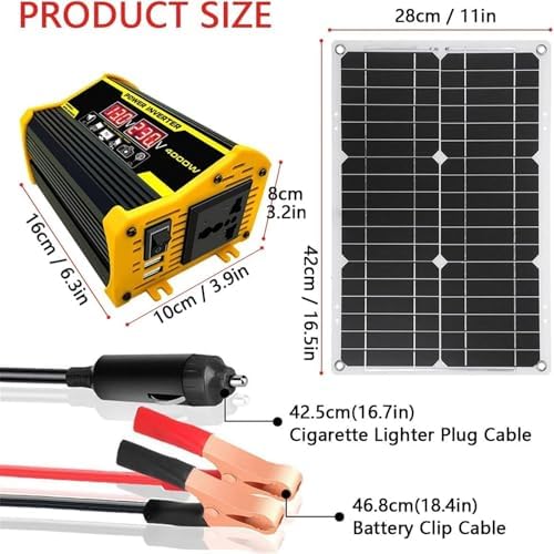 400W Solar Panel Kit with 30A MPPT Charge Controller & 110V/220V Pure Sine Wave Inverter - Complete Off-Grid Power System for RV, Cabin, Boat, Emergency Backup Power (Yellow, 12V-220V)