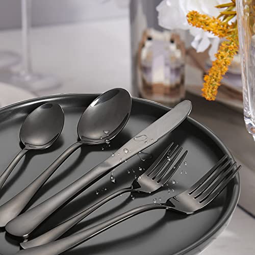 Forks,Black Silverware Forks,Set Of 16 Top Food Grade Stainless Steel Forks Silverware Set, Table Forks, Flatware Forks,8 Inches, Mirror Polished & Dishwasher Safe, New Apartment Essentials #TOP7