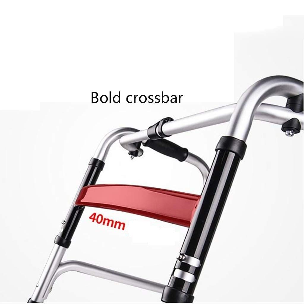 Andador, Andador Plegable Ligero con 2 Ruedas, Asiento y Bolso, Altura Ajustable It's so Kind of You, sin Ruedas
