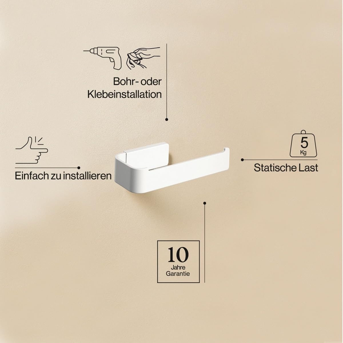 COSMIC Lineb+ Toilettenpapierhalter ohne Deckel, quadratisch, modernes Design, Toilettenpapierhalter aus Metall, verchromtes Toilettenzubehör