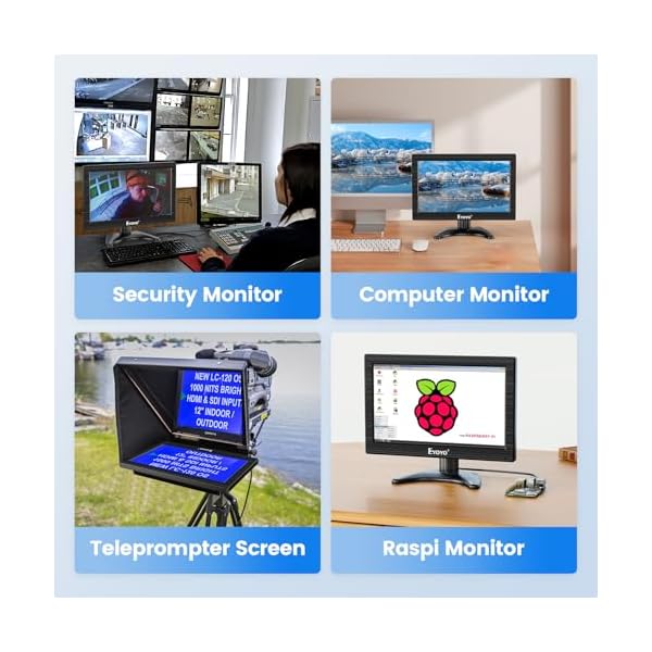 Eyoyo 12 Inch Monitor 16:9 Mini HDMI Monitor Screen 1366x768 Small TV Monitor Display with HDMI VGA BNC AV USB Input for Computer PC RasPi Laptop CCTV Security Analog Camera - Image 6