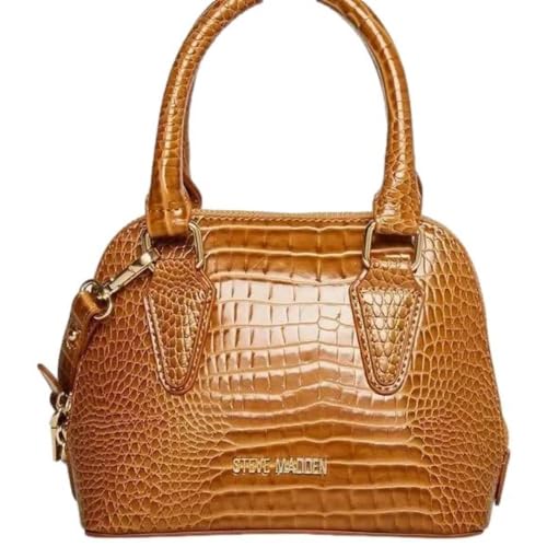 Steve Madden BHOPE Mini Sized Dome Cognac Crocodile roc Embossed Faux Leather Top Handle Mini Size Handbag Crossbody Shoulder Bag2