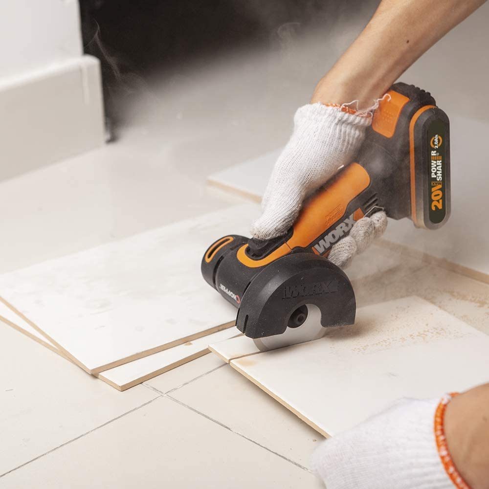 WORX WX801.9 mini amoladora 20V chopper, 19.500 r.p.m, ultraligera 840g, para metal, plástico y reparaciones en taller y obra, para espacios reducidos, sin batería ni cargador