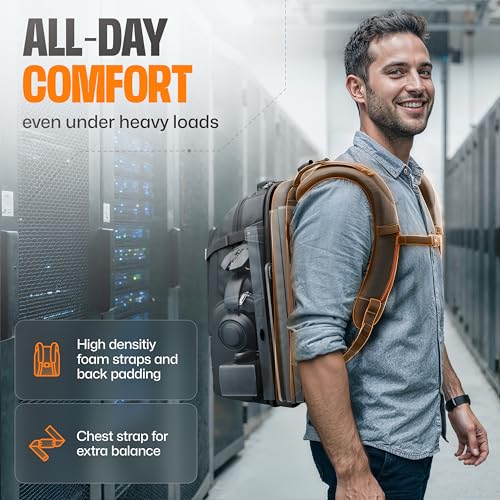 Image of EVERKI Business 120 Pro Backpack, 2 Laptop Compartments & Rain Cover - 40L | Nylon, Polyester, Durable, Multi-Padded Pockets, Travel-Friendly, School & Work, 180 Fold-Out Design, Fits up to 18.4 inch