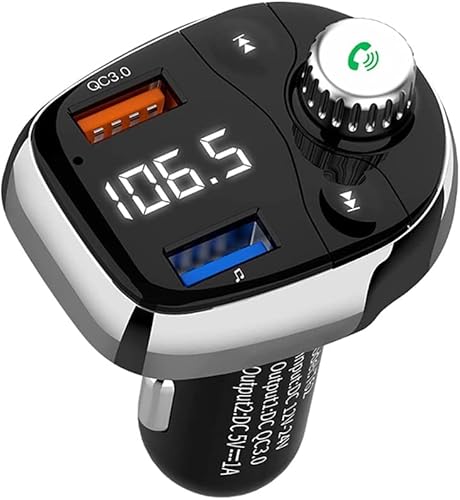 Transmetteur FM Bluetooth,Allume Cigare Bluetooth,Transmetteur Bluetooth Voiture,Transmetteur FM Bluetooth 5.0 Adaptateur Musique Mp3 sans Fil,Bluetooth en Charge des Appels Mains Libres Cover
