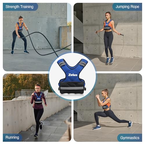 Image of ZELUS Weighted Vest for Men and Women | 4-10lb /11-20lb /20-32lb Vest with 6 Ironsand Weights for Home Workouts | Adjustable Body Weight Vest Exercise Set for Cardio and Strength Training