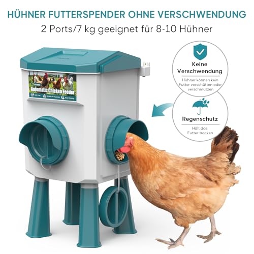 CHAMUTY Futterautomat Hühner, 7 Liter Hühnertränke Tränke Hühner, Automatische Geflügeltränke für Geflügel Mit 1,5m Wasserleitung, Schwimmerventil, Hühnerzubehör, Bruchfester langlebiger Kunststoff