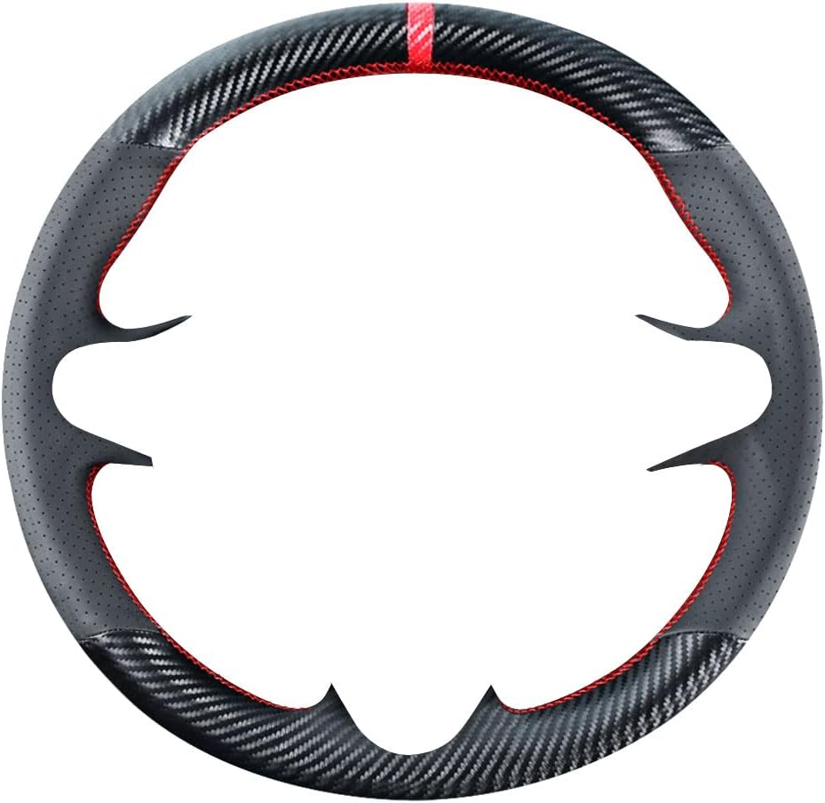 DIY Stitching Carbon Fiber Steering Wheel Cover for Honda Civic 8th Generation 2006 2007 2008 2009 2010 2011 3 Spokes 13.5-14.5 inches Leather Interior Accessories