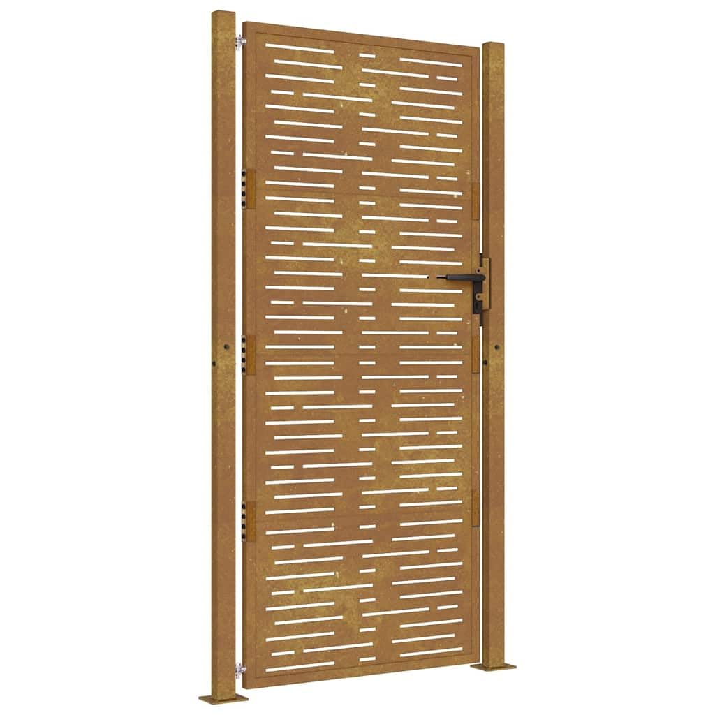 vidaXL Puerta de jardín Acero corten diseño Cuadrado 100x175 cm, Puerta de Valla, Puerta de Exterior, Puerta de Metal, Puerta de Seguridad