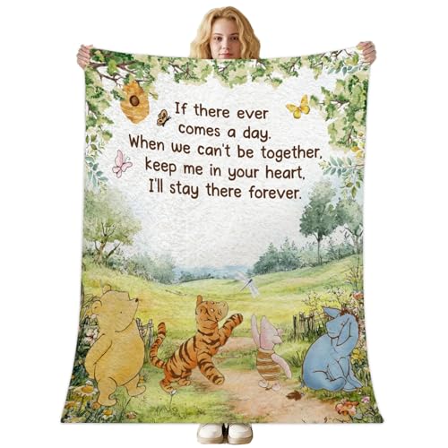 Hatzelou Classic Winnie Blanket for Babies Winnie Quotes Nap Blanket for Boys Girls Pooh Newborn Photography Background Decor Home Bedroom Decor for New Parents(39.4 * 47.2IN)