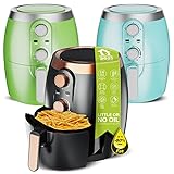 TurboTronic / Heißluftfritteuse / 3,5L / schwarz, grün. türkis / 1200W / Airfryer mit Timer bis 30 Minuten, Öl-und Fettfrei, 100-200°C, Cool-Touch, Retro-Design (Schwarz)