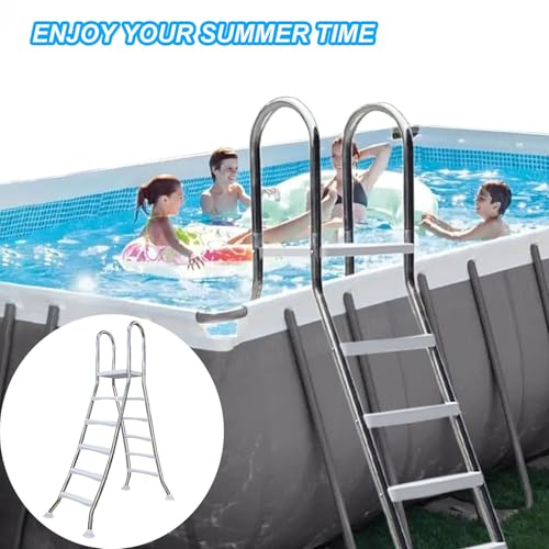 Escalera de piscina doble cara 5 pasos acero inoxidable miniatura 5
