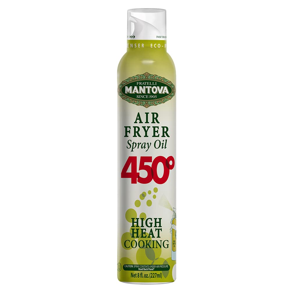 Mantova Air Fryer Spray 450F Smoke Point – All-Natural High-Heat Cooking Oil – Perfect for Air Fryers, Roasting, Grilling, Baking, and Sautéing-High Smoke Point, Non-Aerosol Spray, Easy to Use and Mess-Free – Made in Italy – (Pack of 1) Mantova Air Fryer Spray 450F Smoke Point – All-Natural High-Heat Cooking Oil – Perfect for Air Fryers, Roasting, Grilling, Baking, and Sautéing-High Smoke Point, Non-Aerosol Spray, Easy to Use and Mess-Free – Made in Italy – (Pack of 1)