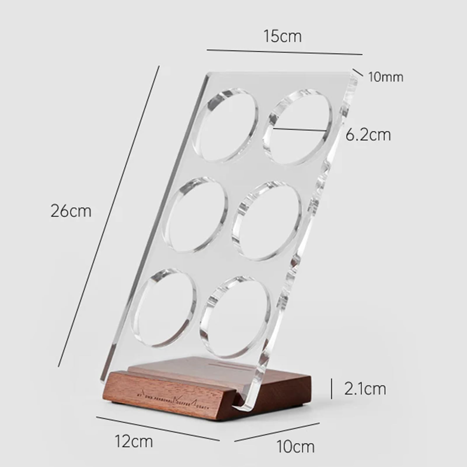 Espressosiebhalter Aus Acryl, 6-loch-siebträgerhalterung Mit Holzsockel, Aufbewahrung Für Siebkorb Für Kaffeemaschine (58 Mm)