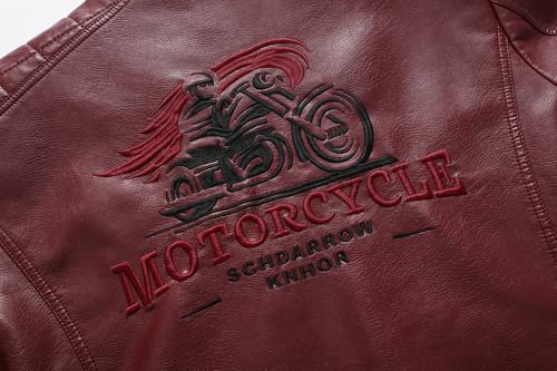 Image of Men's Casual Stand Collar PU Faux Leather Zip-Up Motorcycle Bomber Jacket