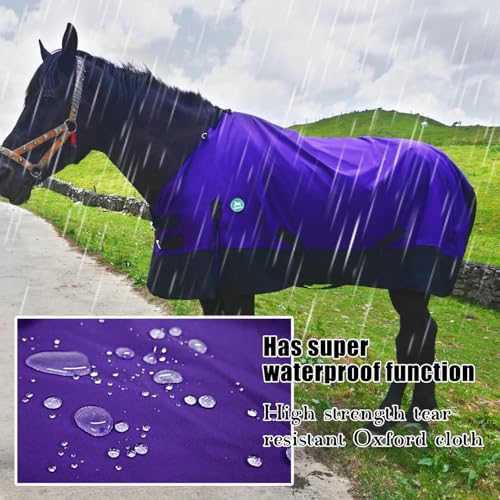Image of Adjustable Waterproof Horse Sheet | Horse Blankets for Real Horses|Perfect Rainy Day Protection(66 inch, Purple)