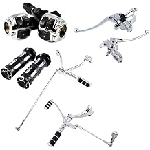 Compatible with Harley Sportster XL 1200 883 2004-2013 Set Forward Controls 1" Handlebar Hand Grips 2X Switch with Harness Hydraulic Brake Master Cylinder Clutch Levers (Chrome)