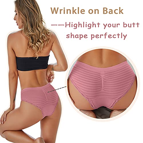 Cute Byte Cheeky Underwear For Women Sexy Bikini Panties Lace Stretch Seamless Low Rise Hipster Panty Breathable Soft Stripe 6 Pack #TOP1