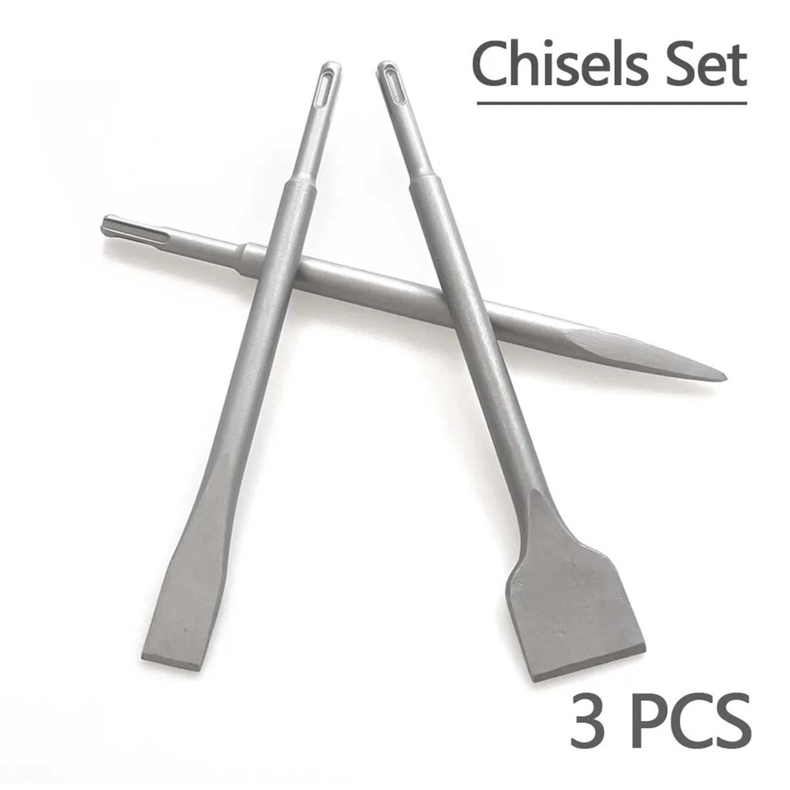Set di Scalpelli Set di 3 scalpelli con Gambo, Punta da Trapano a Martello, scanalatura a Punta, scalpello Piatto, Utensili for muratura, for Cemento, Mattoni, Muro, Roccia
