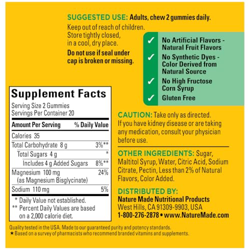 Nature Made High Absorption Magnesium Glycinate Gummies, 40 Count - image 8