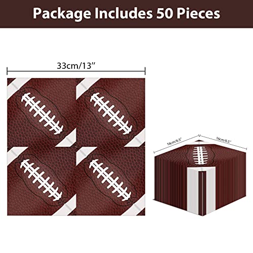 Image of gisgfim 50 Pcs Football Party Napkins Football Birthday Disposable Paper Napkins Rugby Game Luncheon Napkin Supplies Decorations Favors for Sport Theme Party