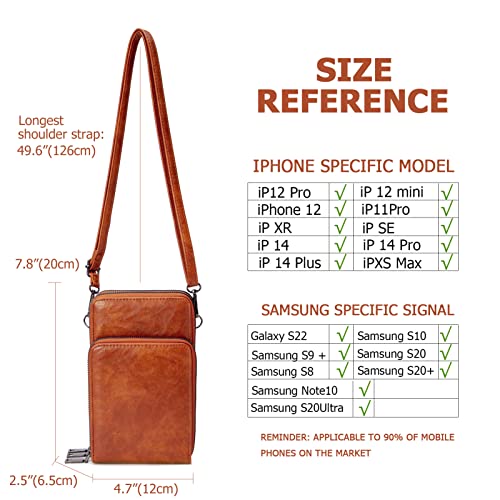 Image of myfriday Small Cell Phone Crossbody Bag, Multi-pocket & 6 Card Slots | 6 card slots, multi-pocket zipper layout and soft synthetic leather keep phone, lipstick, coins and keys ready outdoors