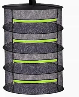 乾燥ネット 干し野菜ネット 干しかご ドライフルーツ ネット 折りたたみ式 多機能 ドライネットドライバスケット 物干しネット クローズド式 吊り下げタイプ 衣類・食材乾燥用 長持ちで通気性上等 (4層 直径60cm+収納バッグ)