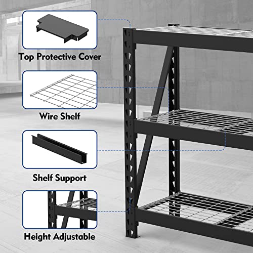 Image of WORKPRO 3-Tier Garage Shelving Unit, Heavy Duty 5400 LBS Load Capacity, Metal Storage Rack, 50 inchW x 18 inchD x 47 inchH Height Adjustable, Industrial Shelving for Garage, Warehouse, Shop