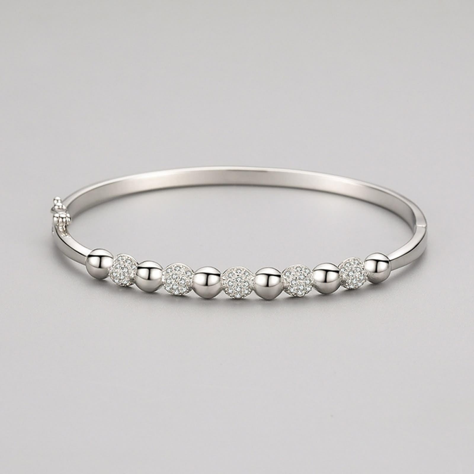 Pulsera para mujer, pulsera vintage con cuentas de moissanita, oro blanco, regalos únicos para amigas y mujeres