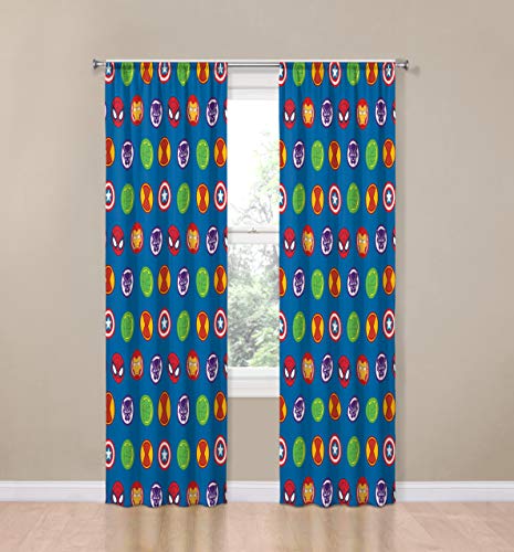 Image of Jay Franco Marvel Avengers Kids Blackout Curtains for Boys Bedroom, Superhero 42 inch W x 84 inch L Drapes 4-Piece Set with 2 Tiebacks, Microfiber Rod Pocket (Official Marvel Product)