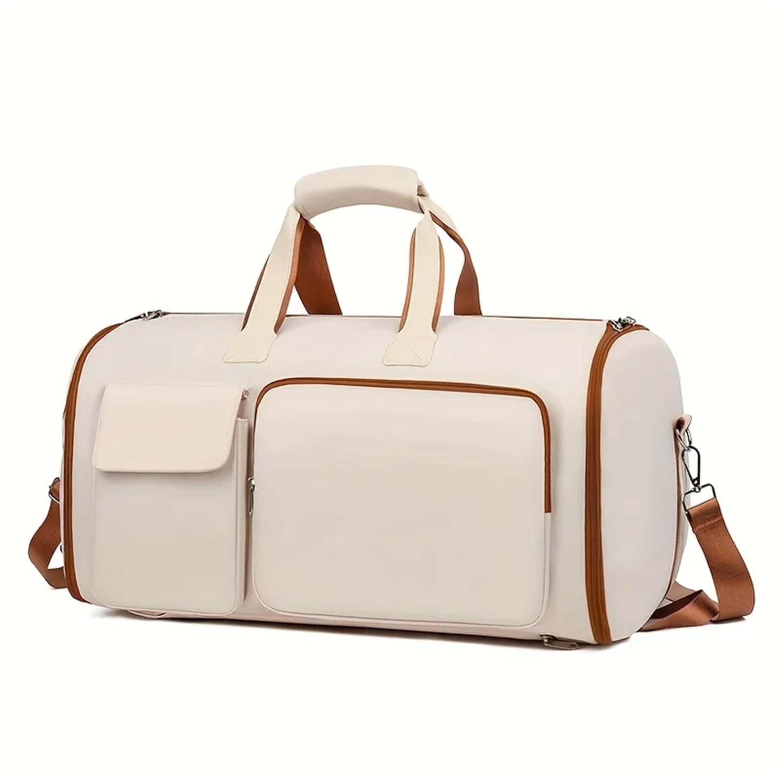 Porta Abito Borsa da viaggio in nylon di grande capacità con separazione tra asciutto e bagnato, tracolla, copertura con tirante - Multifunzionale(White)