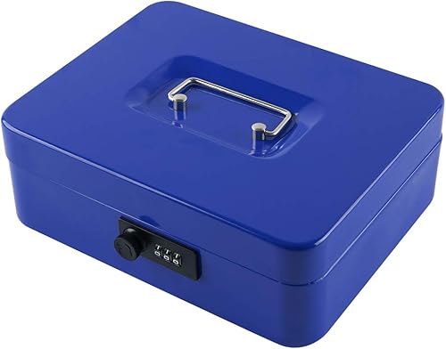 Caja de caudales con cerradura de combinación, caja para el dinero de metal, con bandeja de dinero para seguridad, caja con cerradura, de color