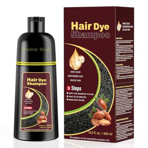 Chestnut Brown Hair Dye Shampoo 3 in 1,Hair Color Shampoo for Women and Men