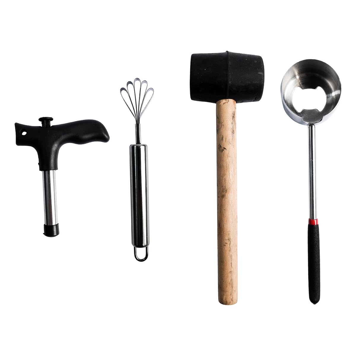 Juego de herramientas para abrir cocos, kit de acero inoxidable con abridor, martillo y triturador, manipulación fácil y segura del coco